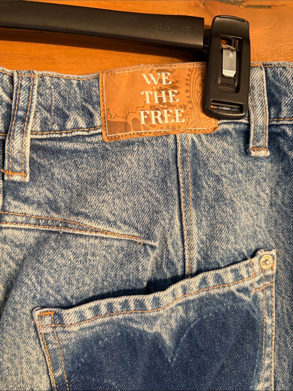 Free People Blue Denim Boyfriend Jeans with Heart Patches - Picture 4 of 4